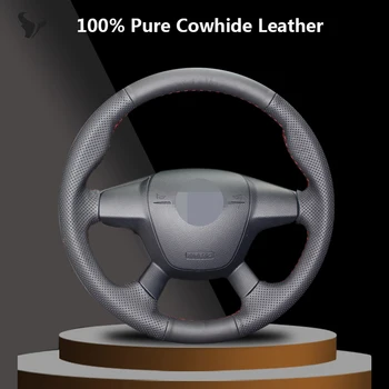 

Hand-stitched Black Genuine Leather Steering Wheel Cover for Ford Focus 3 2012-2014 KUGA Escape 2013-2016 C-MAX 2011 12 13 2014
