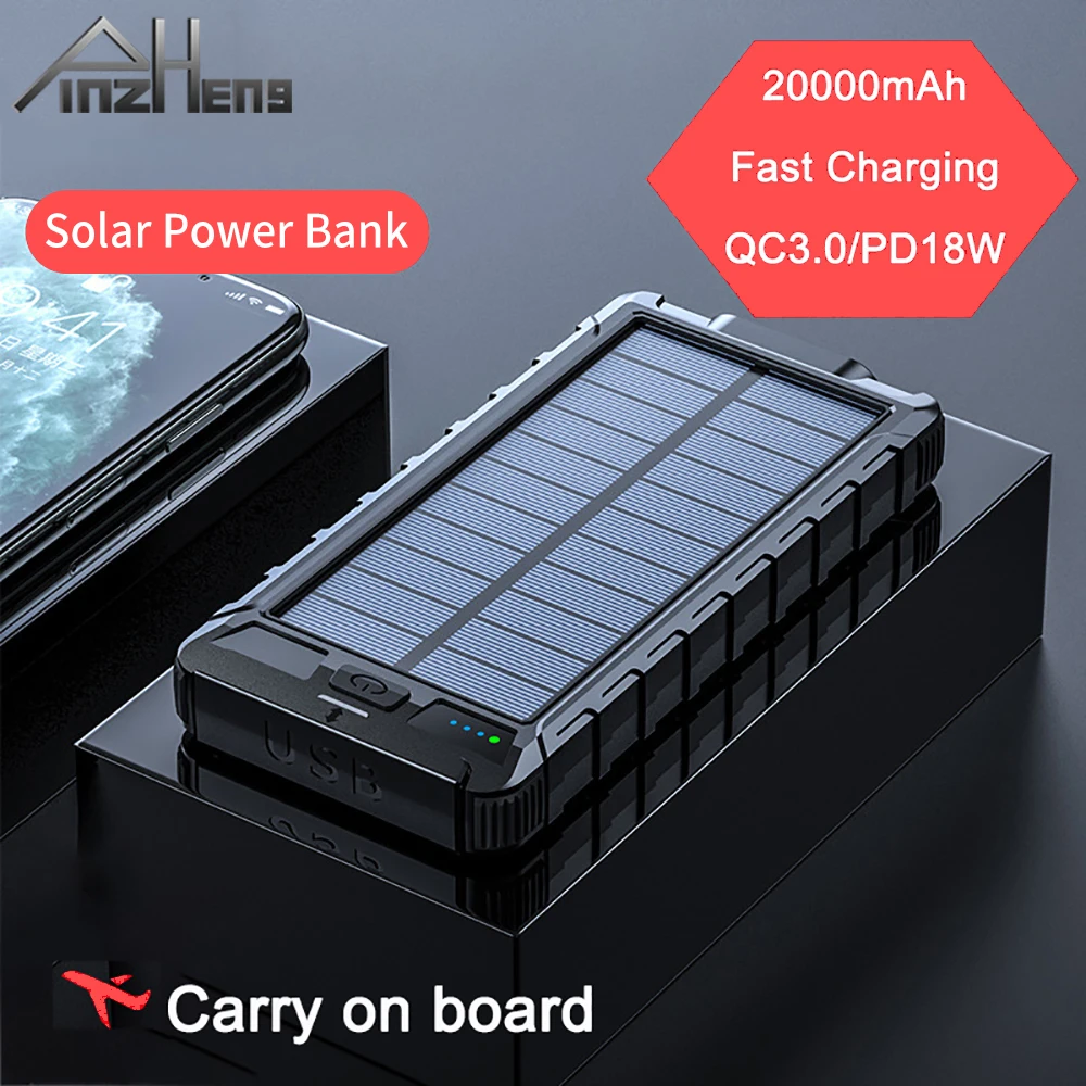 PINZHENG 20000mAh Solar Power Bank For iPhone Samsung Xiaomi Charger Portable PD 3.0 Fast Charging External Battery Power Bank - ANKUX Tech Co., Ltd