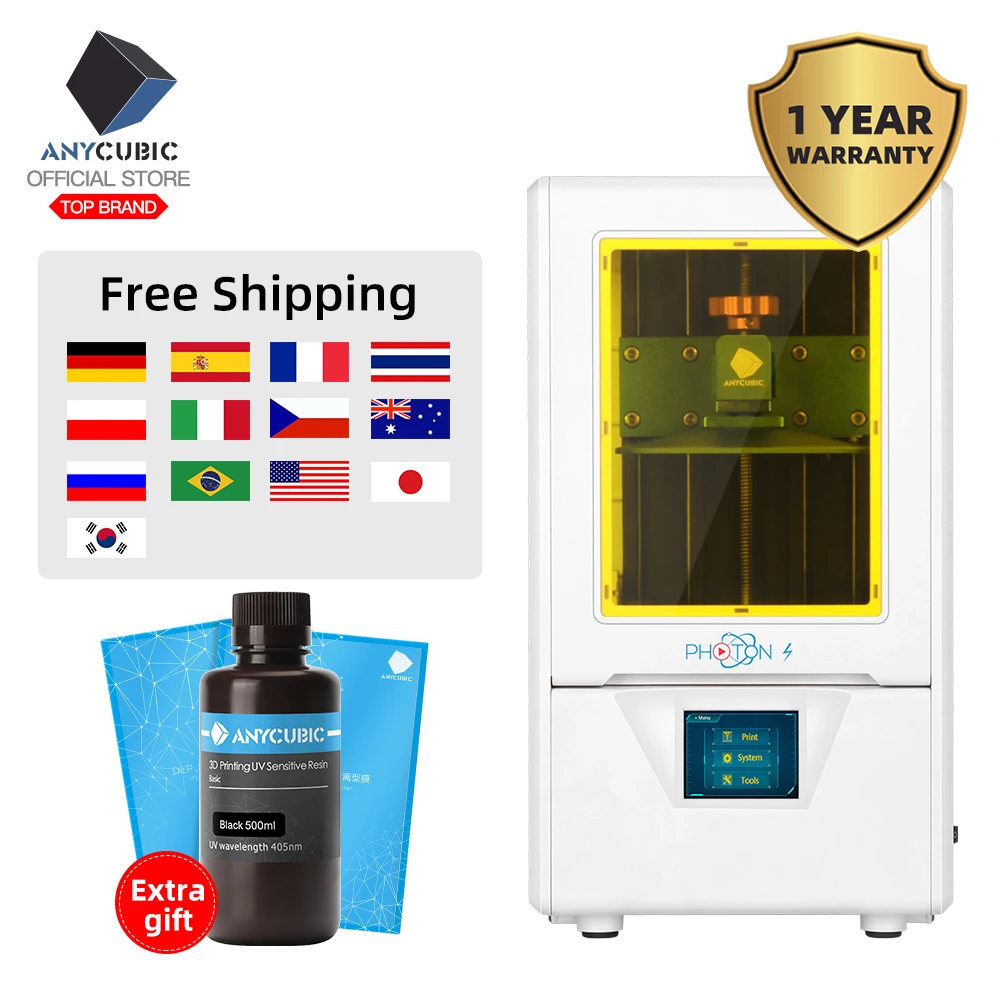 ANYCUBIC 3D принтеры фотон S Новые ЖК дисплей 405nm УФ Смола 2 8 дюймовый цветной TFT Экран