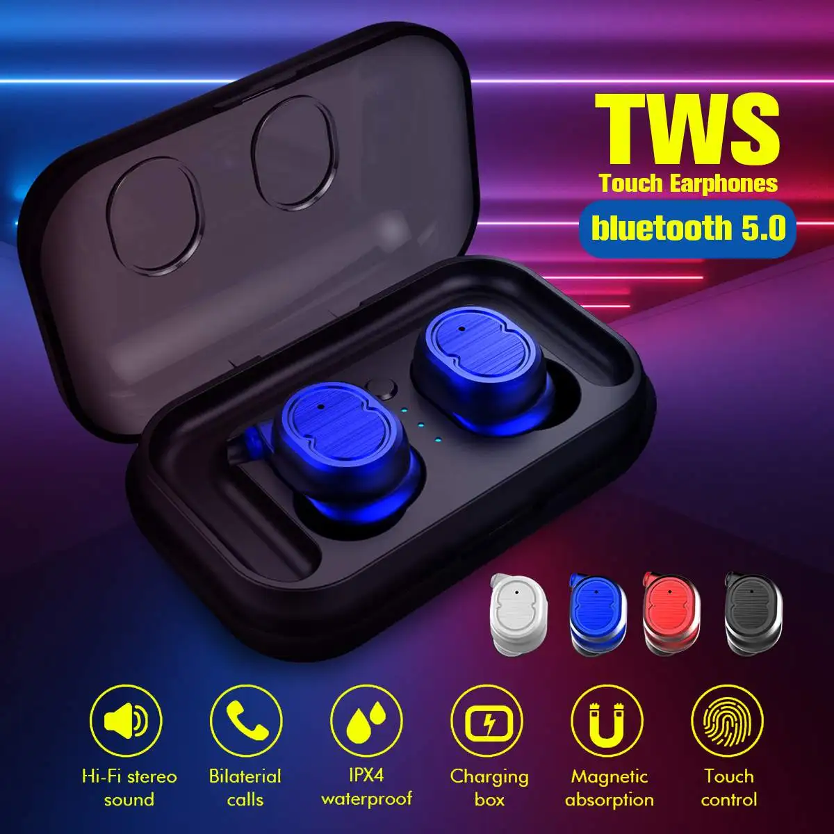 AUGIENB bluetooth 5,0 наушники TWS беспроводные стерео наушники свободные руки спортивные наушники с зарядным устройством IPX4 водонепроницаемый