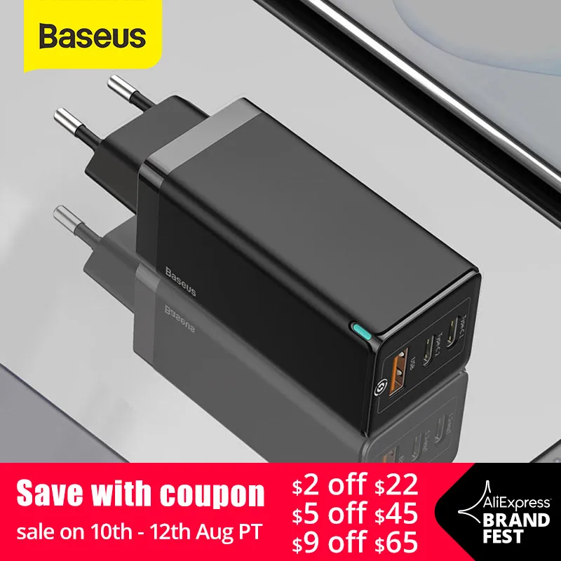  Baseus 65W GaN зарядное устройство Quick Charge 4,0 3,0 Type C PD USB зарядное устройство с QC 4,0 3,0 портативное быстрое зарядное устройство ForiP для ноутбука X…