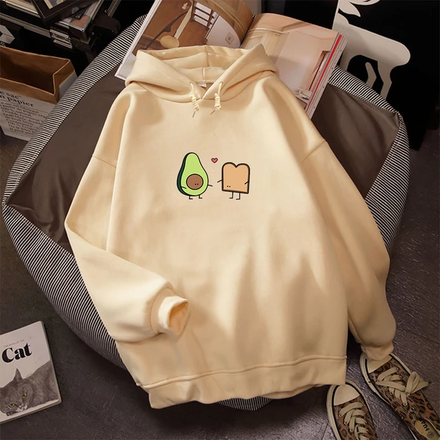 Korean Cute Sweatshirts Couple, Cartoon Avocado Sweatshirt