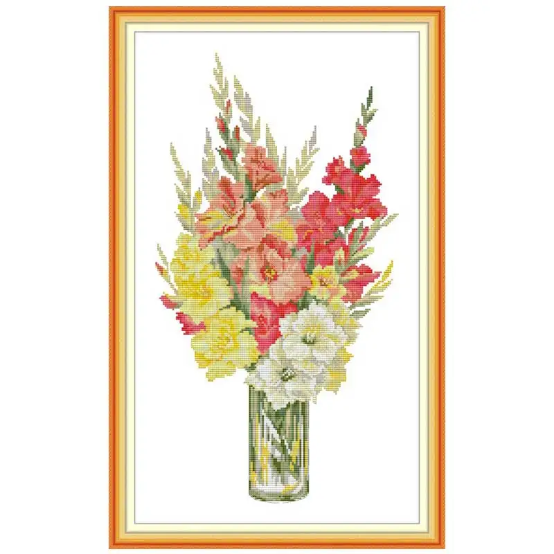 Gladiolus картина с цветком, напечатанная на холсте DMC 11CT 14CT DIY kit, вышивка крестиком, наборы для рукоделия, домашний декор