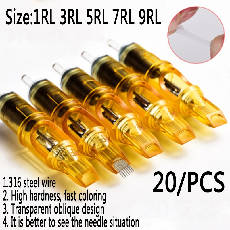 

20 Pcs/Lot Tattoo Cartridge Needles Disposable Semi-Permanent Makeup Eyebrow Tattoo Pen Machine Supply Microblading Needles