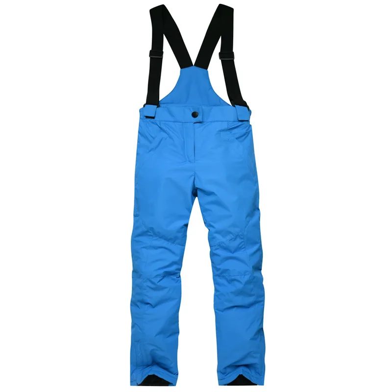 Winter Ski Pants for Children Thick Warm Sports Boys Snow Overalls Outdoor Snowboard Girl Jumpsuits Waterproof Kids Clothes - Цвет: Синий