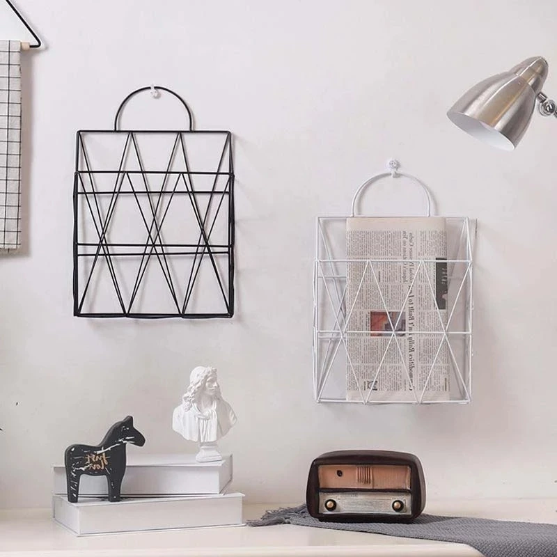 Iron Storage Rack Shelf Desktop Book Magazine Organizer Stand Management Holder Cosmetic Storage Basket