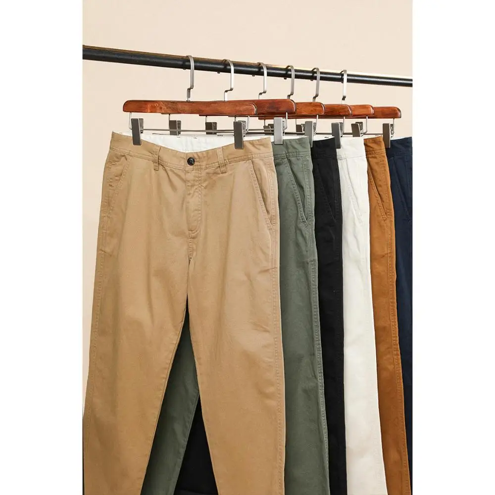 Straight Pants Wash-Trousers Chinos Men Summer SIMWOOD Fit Regular Spring Twill Cotton
