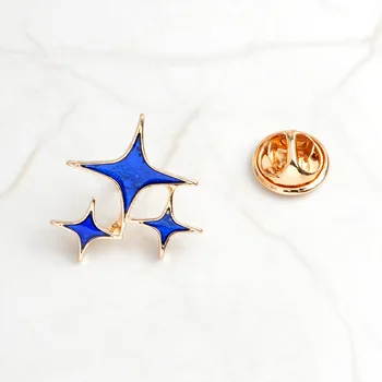 

Rinhoo Simple Alloy Stars Brooch Blue Enamel Men's Collar Lapel Pins Suit Accessories Clothes DIY Jewelry For Women Gift