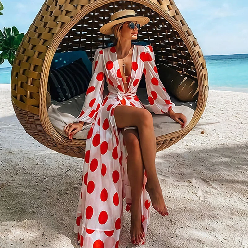 Пляжное платье 2021 Bikini Cover Up печати ванный комплект Для женщин Кимоно размера плюс