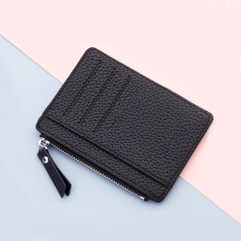 Business Card Holder Wallet Women or Men Black/pink/brown/red Credit Card Holder Case PU Leather Female/male Zipper Bags