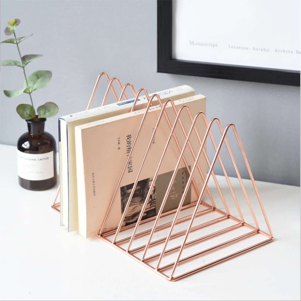 

Bignosedeer stainless steel Hot Sale Bookshelf iron Geometry Newspapers and Magazines Storage Rack Home Decor Shelf