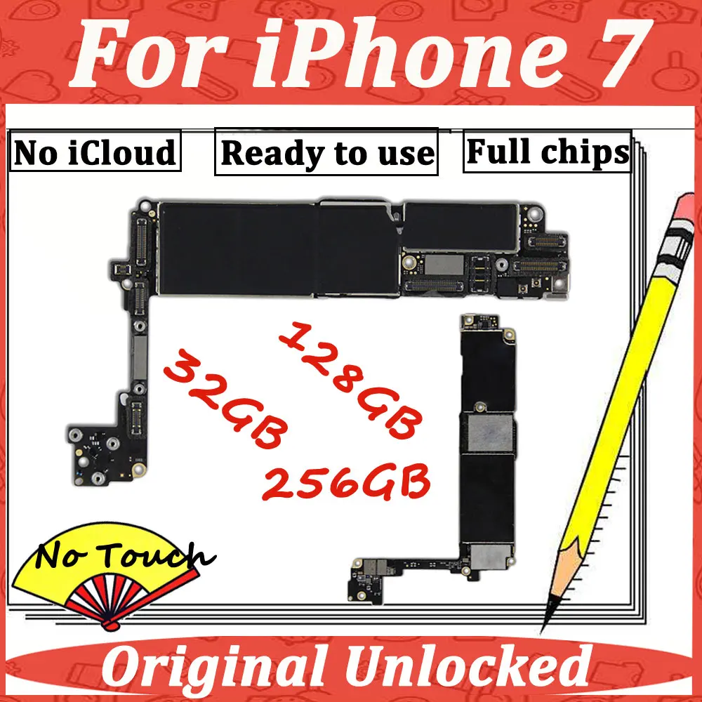 Для iPhone 7 4,7 'оригинальная материнская плата 32 Гб 128 ГБ 256 ГБ без Touch ID материнская плата чистая iCloud полная разблокированная IOS обновленная