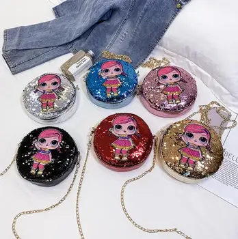 

Women Shoulder Bag Lol Surprise Dolls Soft Bright Laser Messenger Fashion Trend Toiletry Small Round bag Gifts
