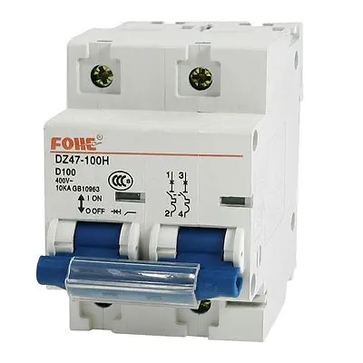 

AC 400V 10000A Breaking Capacity 2 Poles DZ47-100H Series Circuit Breaker