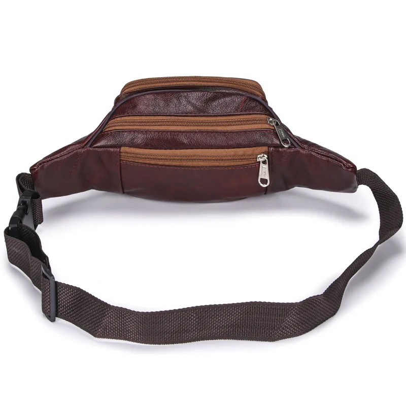 

Multi-functional Genuine Leather Men Wallet Outdoor Sports Casual Cowhide Shoulder Chest Pack Horse Leather Retro Men's Bag