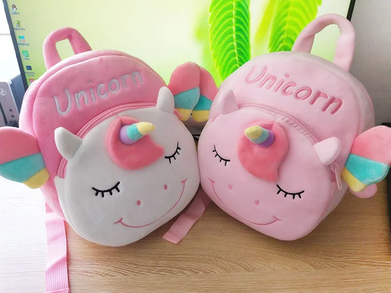 New Cute Pink Unicorns Plush Backpack Toys Cartoon Flying Horse with Wings Kids Schoolbags Kindergarten Princess Girls Backpack (8)
