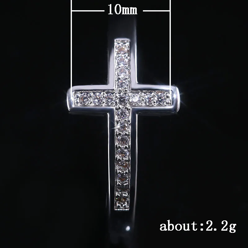Huitan Simple Cross Women Finger Ring Inlaid Shine CZ Stone Daily Wear Fashion Rings Anniversary Girl Gift Versatile Jewelry Hot
