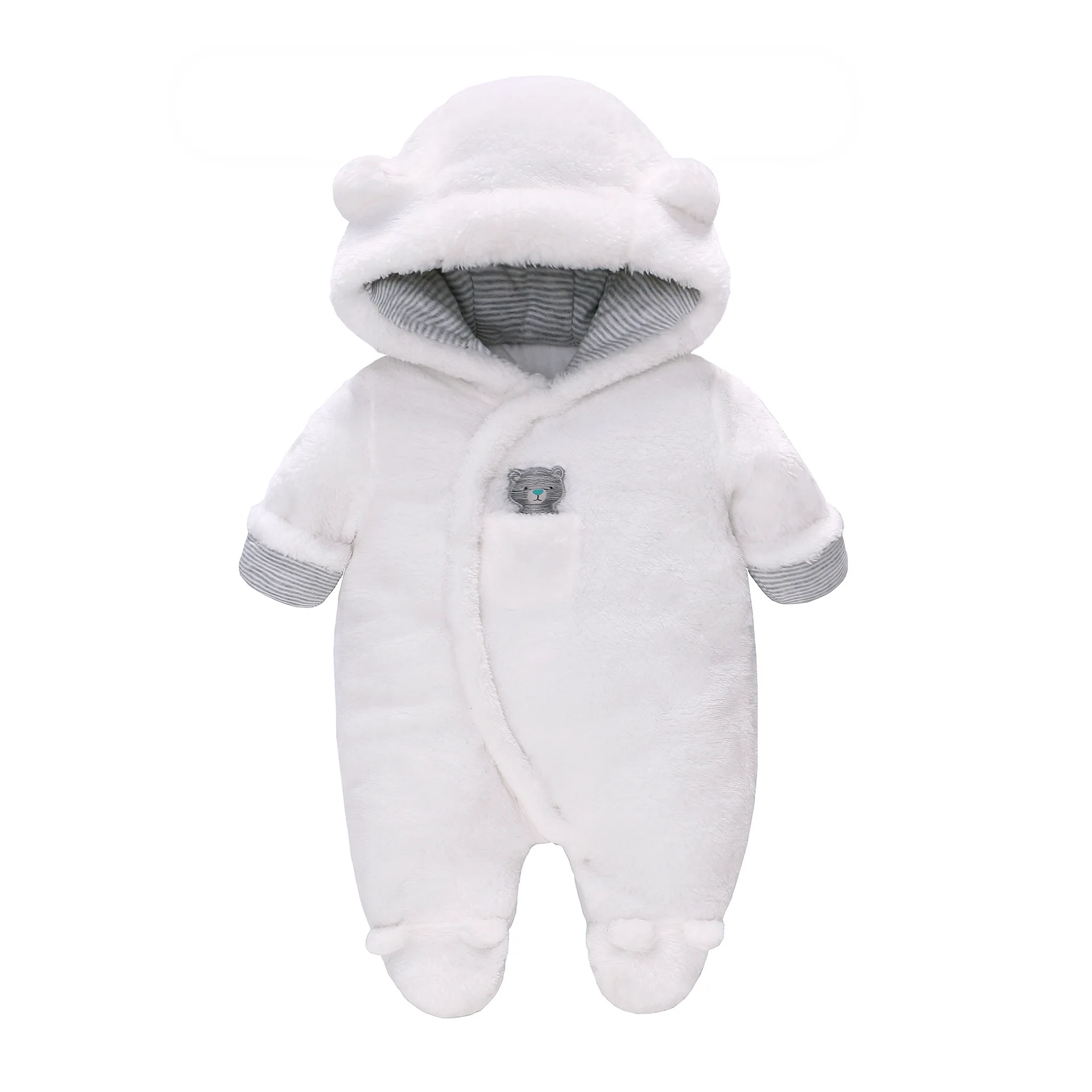 

Cute Baby Winter Hoodie Clothes Newborn Climbing Clothes Baby Wool Rompers Infant Jumpsuit with Socks Clothing