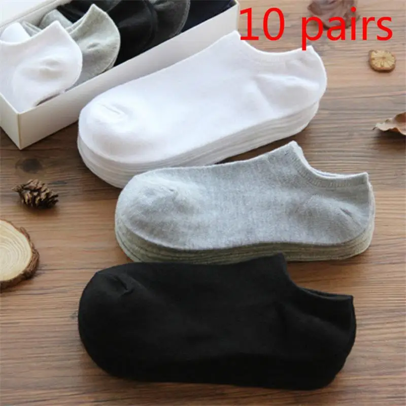 10 пар/партия хлопчатобумажные мужские носки Большие size38-43High качественные Повседневные Дышащие лодочки носки короткие мужские носки