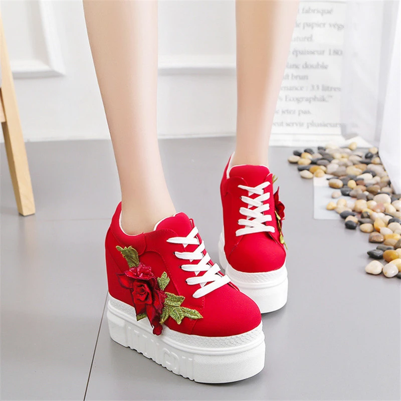 red platform sneakers