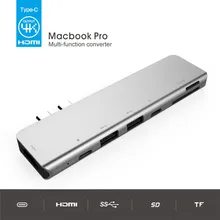 Двойной Тип usb-C 7-1 концентратор для MacBook Pro 4K Выход 60 Вт Вход мульти-Многофункциональный преобразователь Plug and Play для простой мобильный офис