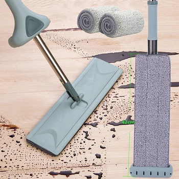 

Flat Mop Rotary Floor Clean Mop Lazy Mop Home Cleaner Reusable Mop Household Sweeper with Two-pieces Microfiber Mop Cloths
