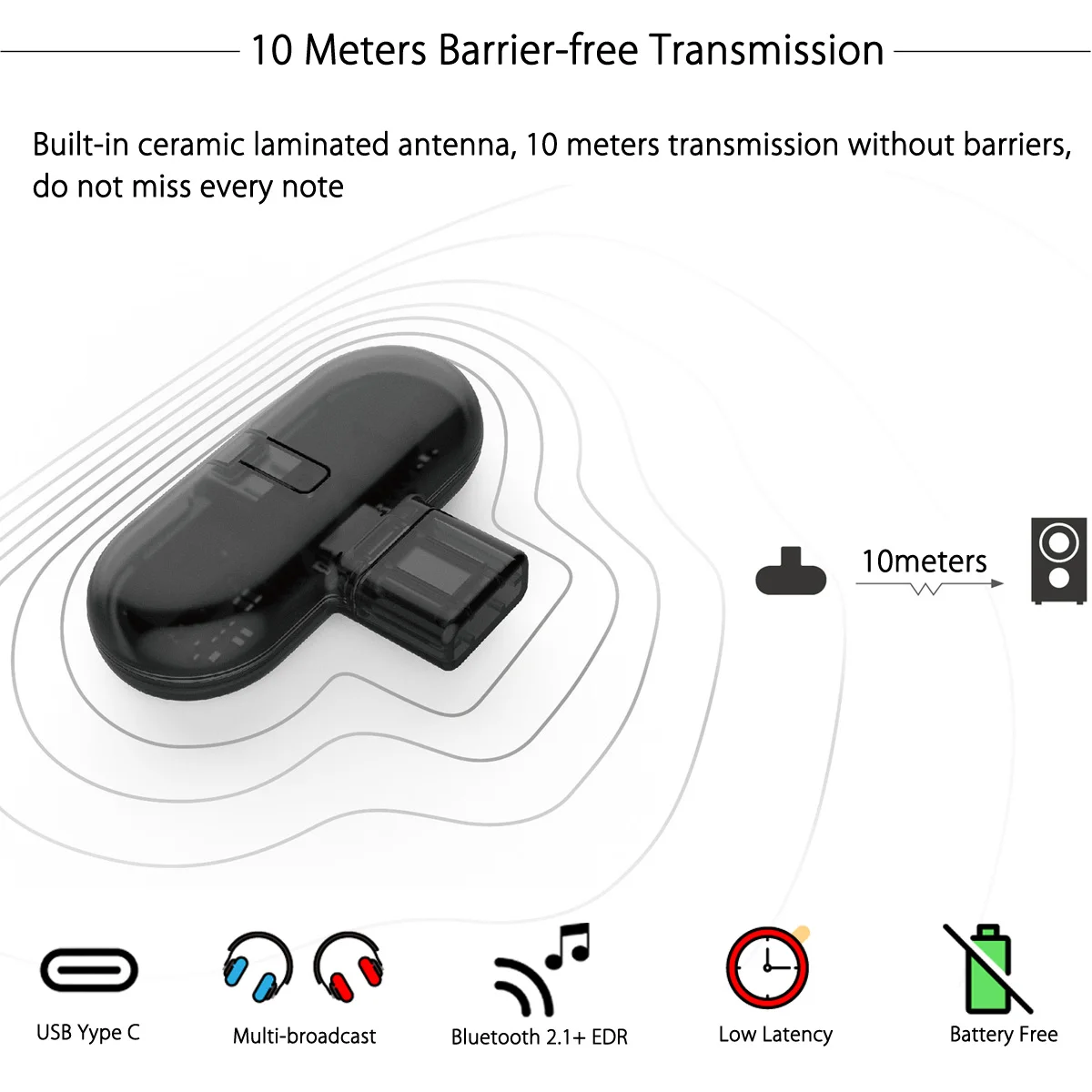 KINCO GB1 беспроводной bluetooth 2,1+ EDR USB TYPE-C HiFi адаптер аудио USB приемопередатчик+ трасса