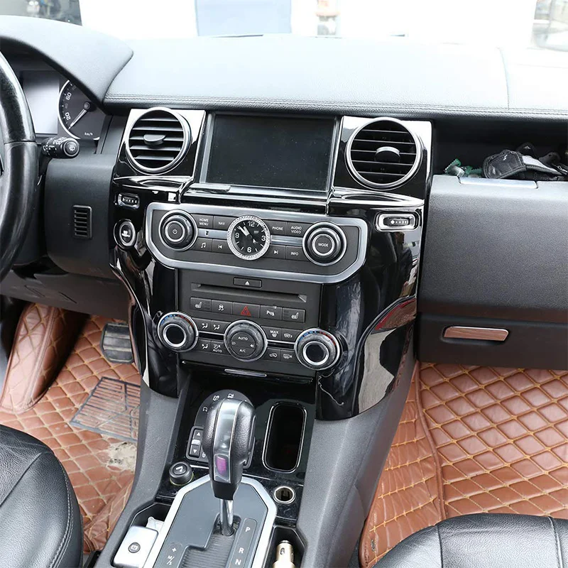 2 шт. для Land Rover Discovery 4 LR4 2010- для LHD аксессуары ABS Глянцевая черная центральная консоль AC Розетка крышка Накладка наклейка