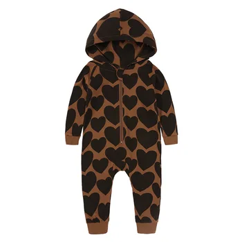 

0-24 Months Brown Hooded Romper Spring Baby Rompers Clothes Boys Girls Newborn Toddler Outfits Clothing Babies Cotton Kids Coat