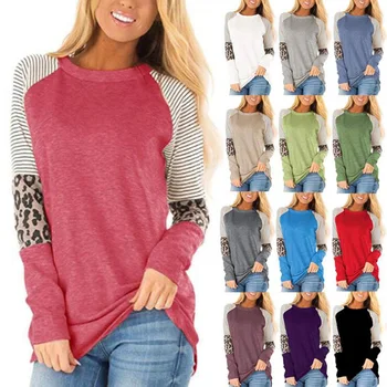 

Daily OWLPRINCESS Autumn Clothing Women's 2019 New Style Women's Mixed Colors Crew Neck Long-sleeved T-shirt Women's