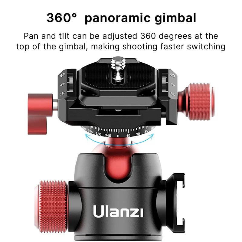 Tripod ball head cold shoe ball head Ulanzi U-70 Metal Mini Ballhead Pan Cold Shoe Double Panoramic Tripod Head DSLR Camera Vlog Bracket
