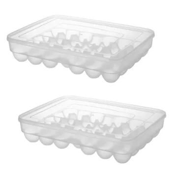 

Egg Container, 34 Refrigerator Eggs Container with Lid, PP Portable Stackable Large Egg Holder - Protect and Keep Egg Fresh(2 Pc