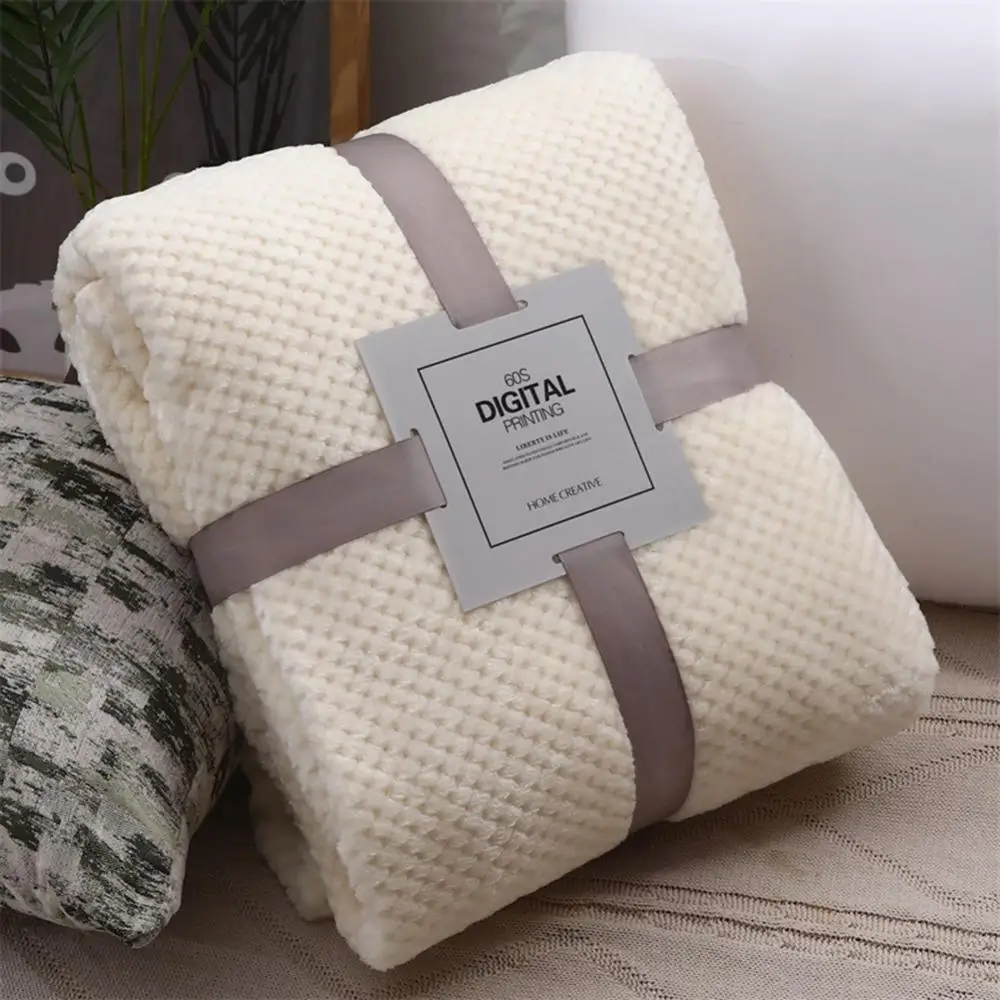 Pineapple Grid Throw Blanket Winter Flannel Sofa Blanket Thick Decorative Bed Blankets Soft