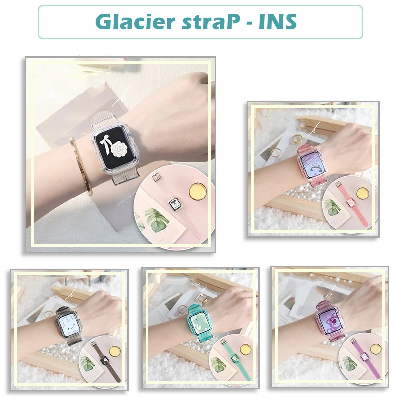 Newest Clear Band + Case for Apple Watch Series 7 6 SE 5 4 44mm 42mmTransparent for iwatch Strap 3 2 1 38mm 40mm Plastic Strap Newest Clear Band + Case for Apple Watch Series 7 6 SE 5 4 44mm 42mmTransparent for iwatch Strap 3 2 1 38mm 40mm Plastic Strap