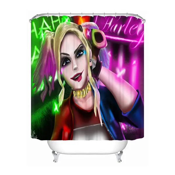Custom Harley Quinn Waterproof Bathroom Acceptable Shower Curtain Polyester Fabric Bathroom Curtain#180318-45-37 - Цвет: Shower Curtain
