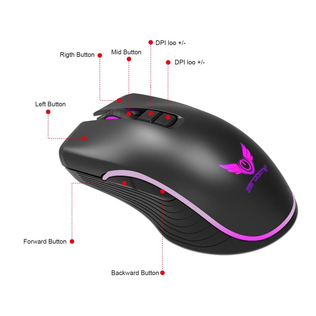 Rechargeable 2.4Ghz Wireless Led Light Gaming Mouse Optical Mice For Computer Laptop Desktop PC Mouse Mice with USB Receiver