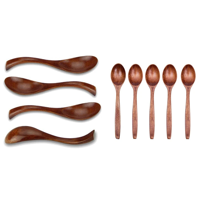 9 Pcs Wooden Spoons Eco Friendly Table Spoon Kitchen Utensil For Adults And Kids 17.5 X 4Cm &amp 18 3.5Cm | Дом и сад