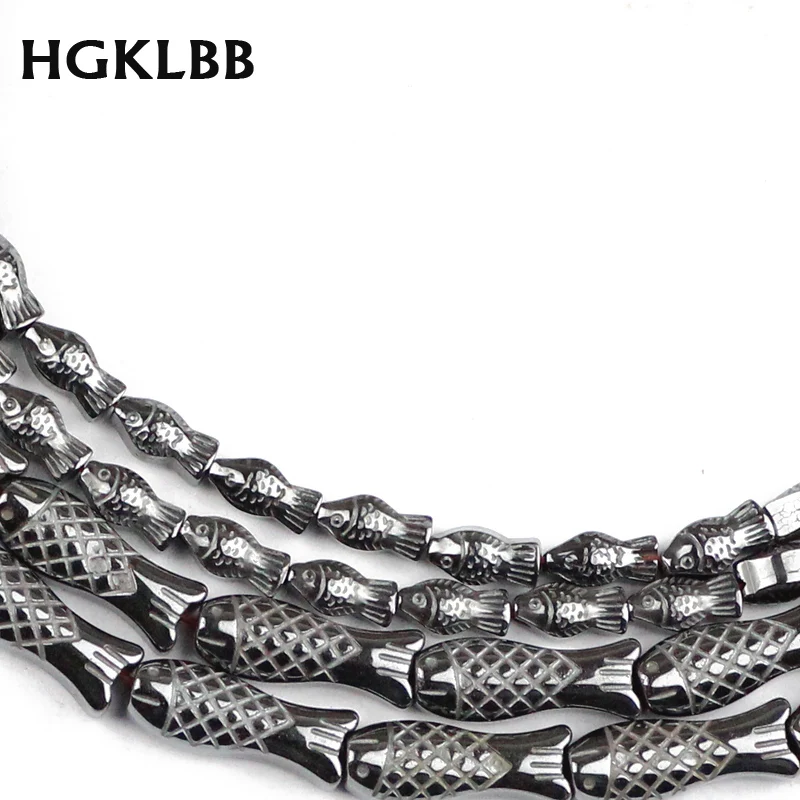 Бусины разделители из гематита и натурального камня в форме рыбы|Бусины| |