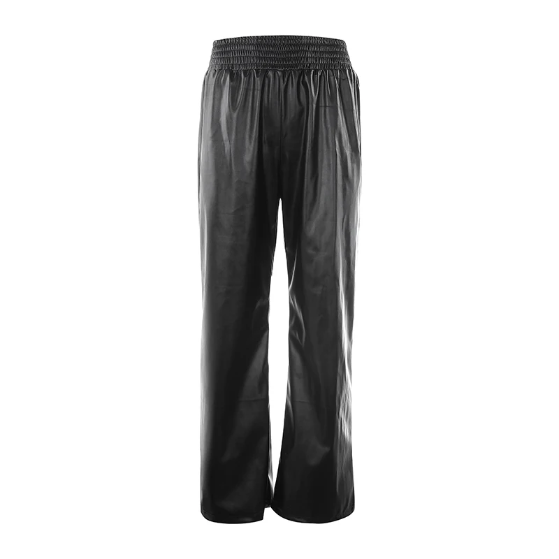 Женские прямые брюки-карго Rockmore из искусственной кожи, уличная одежда для бега в стиле панк, готика, брюки с высокой талией, свободные спортивные штаны для женщин