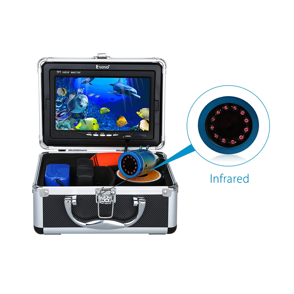 

TOMOUNT Fish Finder Underwater Fishing Camera 7" Inch 15M 30M 1000TVL Waterproof Video Underwater Camera Infrared Lamp ICE Fish