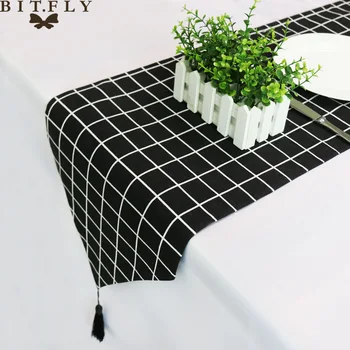 

Modern Nordic Style Geometric Pattern Linen Table Runner Luxury Tablecloth Table Decoration For Home Party Wedding Christmas