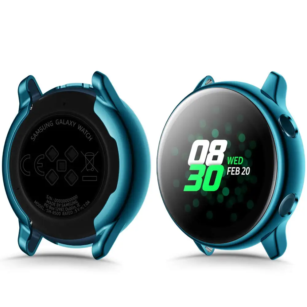 Blue Защитная пленка для экрана+ чехол для samsung Galaxy watch active 2 44 мм 40 мм TPU универсальная защитная пленка+ пленка аксессуары для часов - Цвет ремешка: Blue