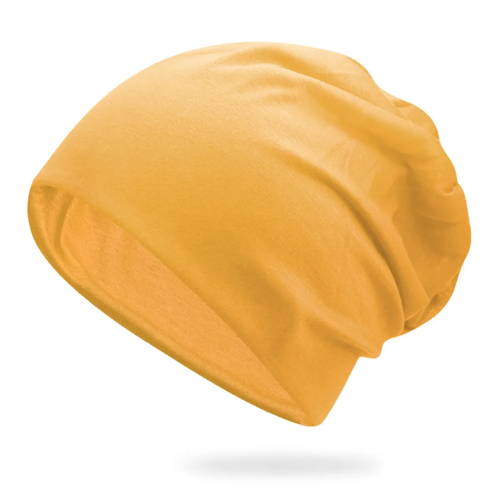 New Fashion Summer Women Men Stylish Beanie Hat Autumn Male Thin Soft Solid Color Stretch Cap Gorra Hombre 16 - Color: Yellow