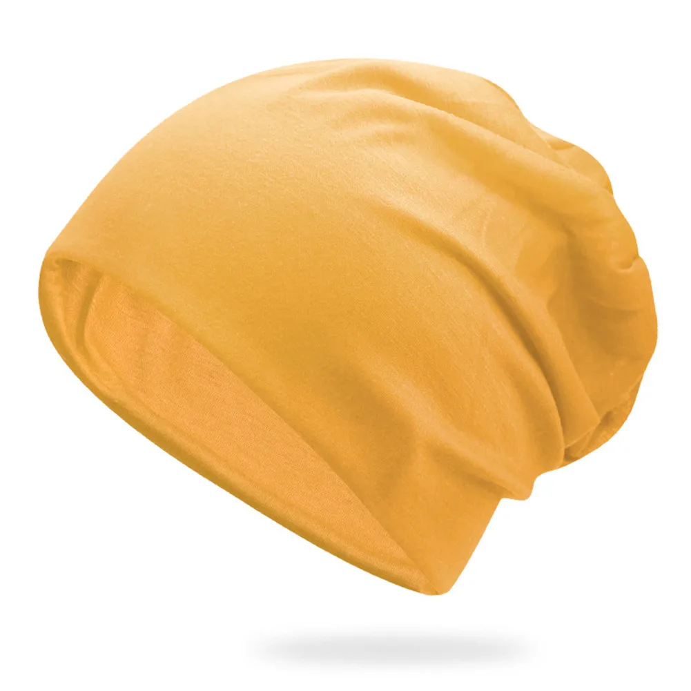 Yellow New Fashion Summer Women Men Stylish Beanie Hat Autumn Male Thin Soft Solid Color Stretch Cap Gorra Hombre 16 - Color: Yellow