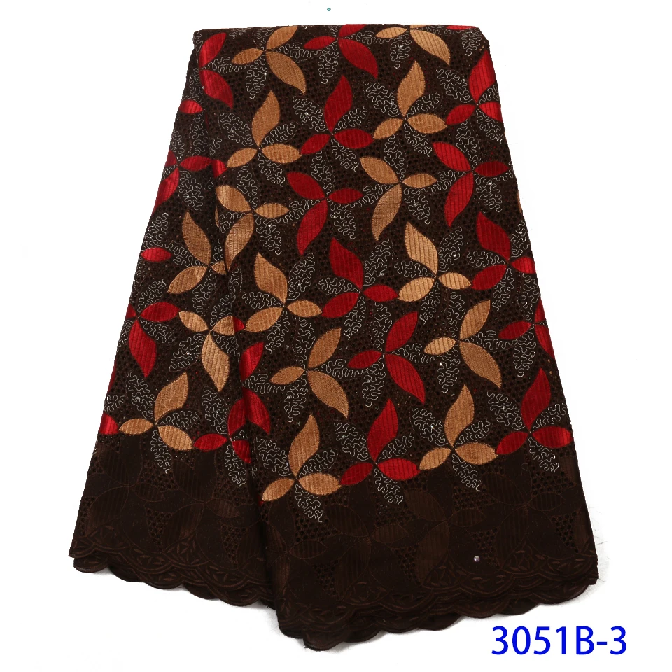 

Nigerian Lace Fabrics 2019 High Quality African Swiss Voile Lace New Design Embroidered Cotton Dry Lace For Wedding QF3051B-3