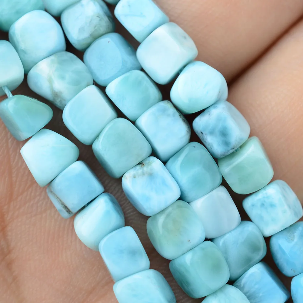 2  strands AA+ Natural 5-6mm larimar square strand loose stone beads 15.5 Inch