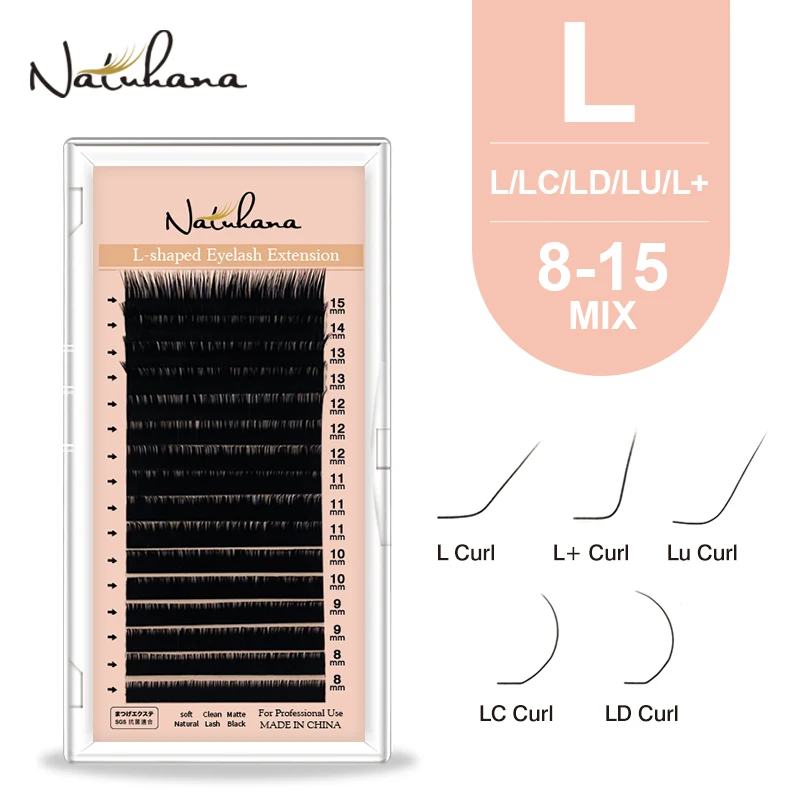 NATUHANA L Shaped 8 ~ 15Mix + Curl Индивидуальные ресницы LU норковые супер мягкие LC LD