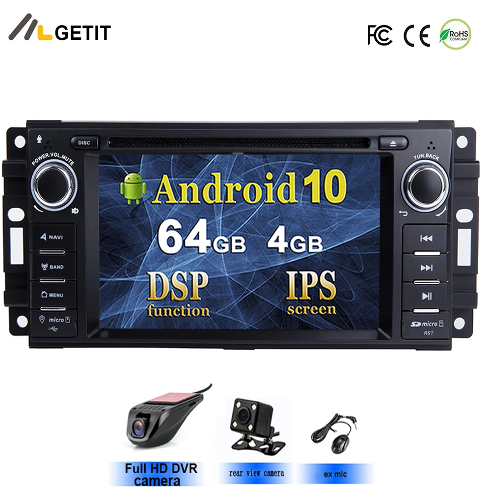 Android 10 для Jeep Cherokee Compass Commander Wrangler/DODGE Caliber/Chrysler C300 SWC автомобильное радио DVD плеер GPS