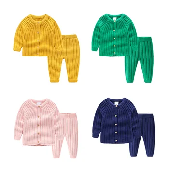 

Multi-Color knitted suit baby warm outwear winter clothes children's suit 7025