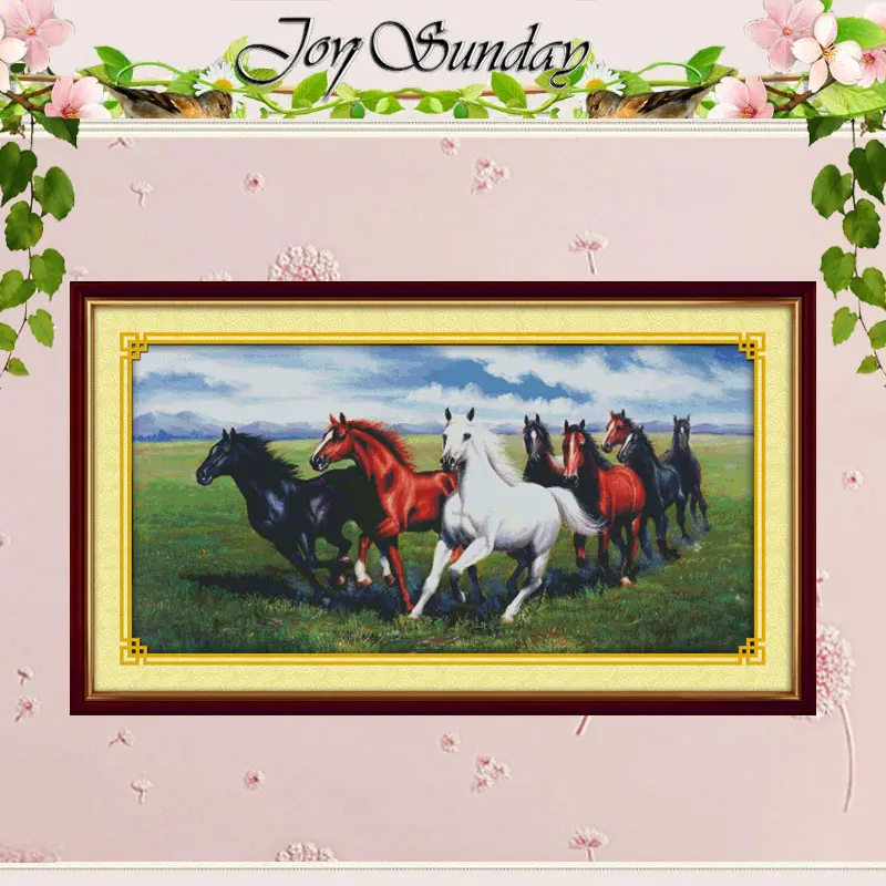 Eight steeds galloping Counted Cross Stitch 11CT 14CT Animal Set Handmade Cross-stitch Kit Embroidery Needlework | Дом и сад